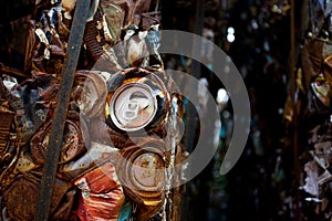 Flattered cans in a recycling plant in the UK