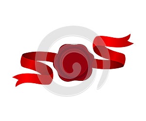 Flattering Red Ribbon With Rosette In The Center Vector Illustration