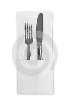 Flatware and White Linen Napkin photo