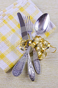 Flatwares a spoon, fork and knife