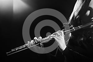 Flautist playing flute