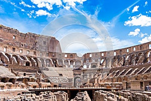 The Flavian amphitheatre - inside view of the Colosseum, Rome, Italy