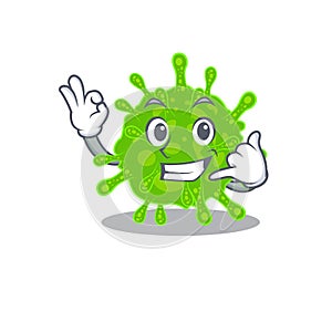 Flaviviridae mascot cartoon design showing Call me gesture