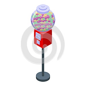 Flavor dessert bubble gum icon isometric vector. Slot equipment