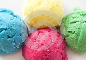 Flavored ice cream scoops photo