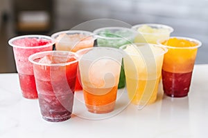 flavored slushie drinks in clear cup