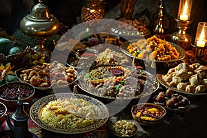 Flavorful Arabian food ramadan. Tasty traditional arabic