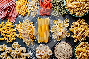 Flavorful Assortment of Italian pasta food. Generate ai photo