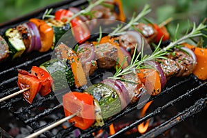 Flavorful Barbecue vegetables meat. Generate Ai photo