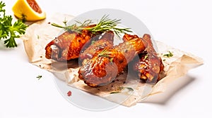 Flavorful delight, Succulent chicken wings seasoned to perfection on parchment