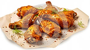 Flavorful delight, Succulent chicken wings seasoned to perfection on parchment