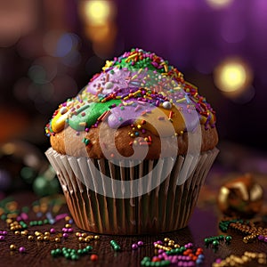 Flavorful Festivity: Up-Close Temptation of Mardi Gras Cupcake Delights