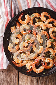 Flavorful food: shrimp in garlic sauce with parmesan cheese and