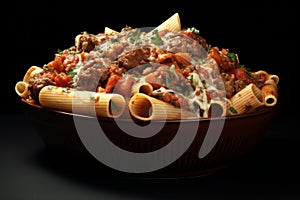 Flavorful Pasta meat vegetables. Generate Ai photo