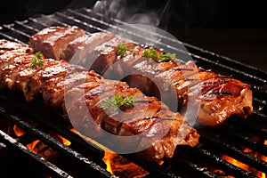 Flavorful Pork bbq plate grilled. Generate Ai