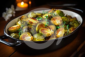 Flavorful Roasted Brussel sprouts. Generate ai photo