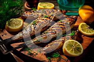 Flavors of the Coast: Grilled Mackerel with a Zesty Blend of Olive Oil, Lemon, and Fresh Herbs photo