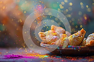 Flavors of Holi, Indulging in Culinary Delights. Generative AI