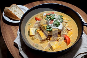 Flavorsome Temptation A Captivating Shot of Codfish Moqueca.AI Generated