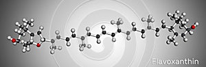 Flavoxanthin molecule. It is xanthophyll golden-yellow color pigment, food additive, E161a.