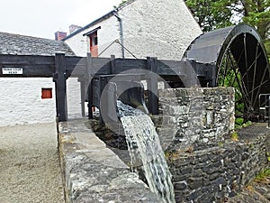 Flax Mill in Ireland powered by a waterwheel hydro system to run tools machinery in a mill