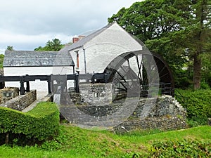 Flax Mill in Ireland powered by a waterwheel hydro system to run tools machinery in a mill