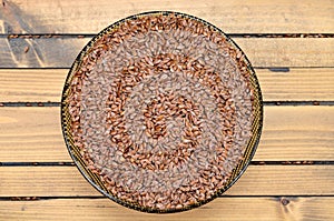 Flax seed on table