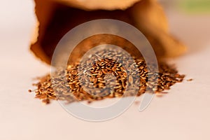 Flax seed on white background