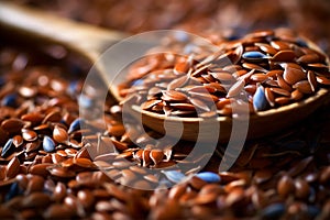 Flax seeds close up.