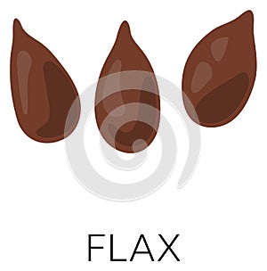 Flax seeds icon. Raw farm plant grain