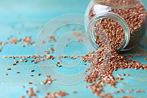 Flax seeds in a jar.