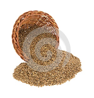 Flaxseed spilling from basket