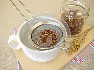 Flaxseed tea, tea from brown flax seeds