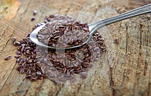 Flaxseeds in spoon