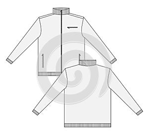 Fleece Jacket Tecnical fashion flat sketch vector template. photo