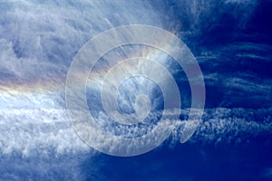 Fleecy clouds and rainbow