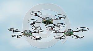 Fleet of Advanced Octocopter Drones in Formation