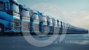 The fleet of blue trucks.AI generated image