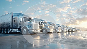 The fleet of shiny trucks.AI generated image