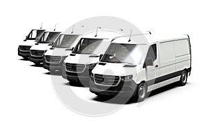 Fleet of white generic and unbranded vans