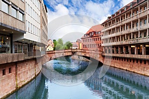 Fleisch Bridge view over Pegnitz River, Nuremberg