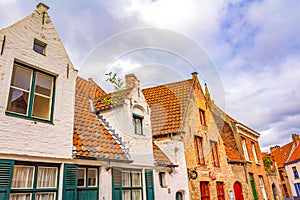 Flemish style houses Bruges city historic center Belgium