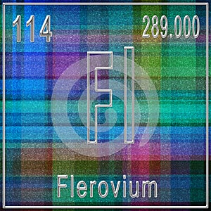 Flerovium chemical element, Sign with atomic number and atomic weight