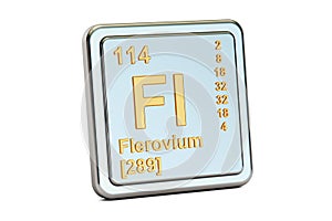 Flerovium Fl, chemical element sign. 3D rendering