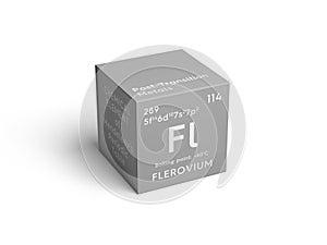 Flerovium. Post-transition metals. Chemical Element of Mendeleev\'s Periodic Table. 3D illustration