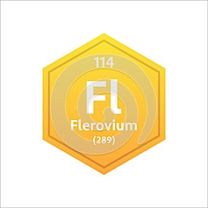 Flerovium symbol. Chemical element of the periodic table. Vector stock illustration.