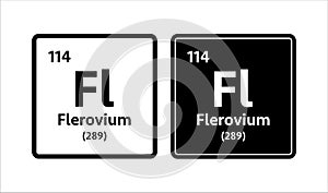 Flerovium symbol. Chemical element of the periodic table. Vector stock illustration.