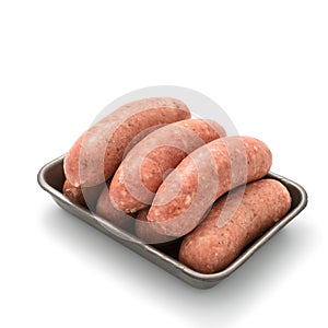 Flesh meat product for cooking packed in box isolated on white