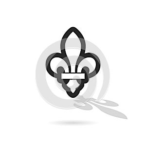 Fleur de lis black icon, classic vintage ornament