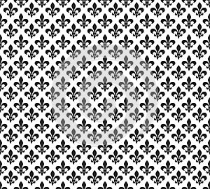 Fleur de lis black and white seamless pattern background